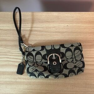 Coach Black and Gray Wristlet with Front Pocket